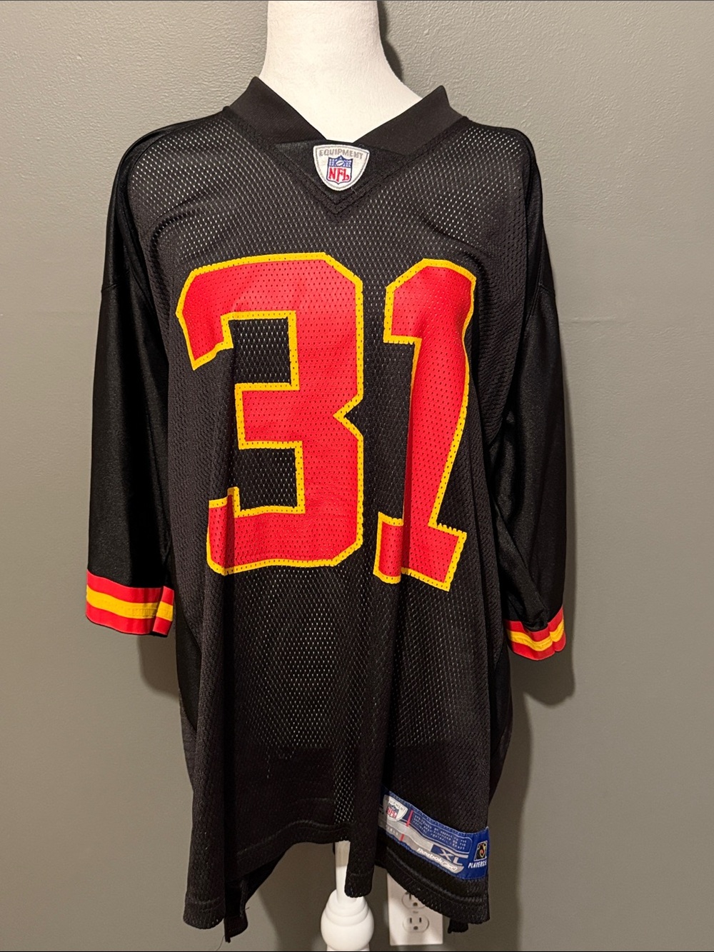 NFL Black Kansas City Chiefs Mesh Football Jersey with Red and Yellow #31